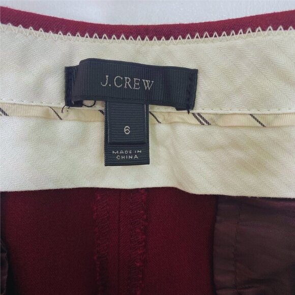 J. Crew Burgundy Wine Stretch Cropped Pants, Size 6 - Picture 9 of 13